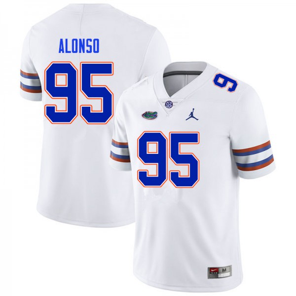 Men #95 Lucas Alonso Florida Gators College Football Jersey White